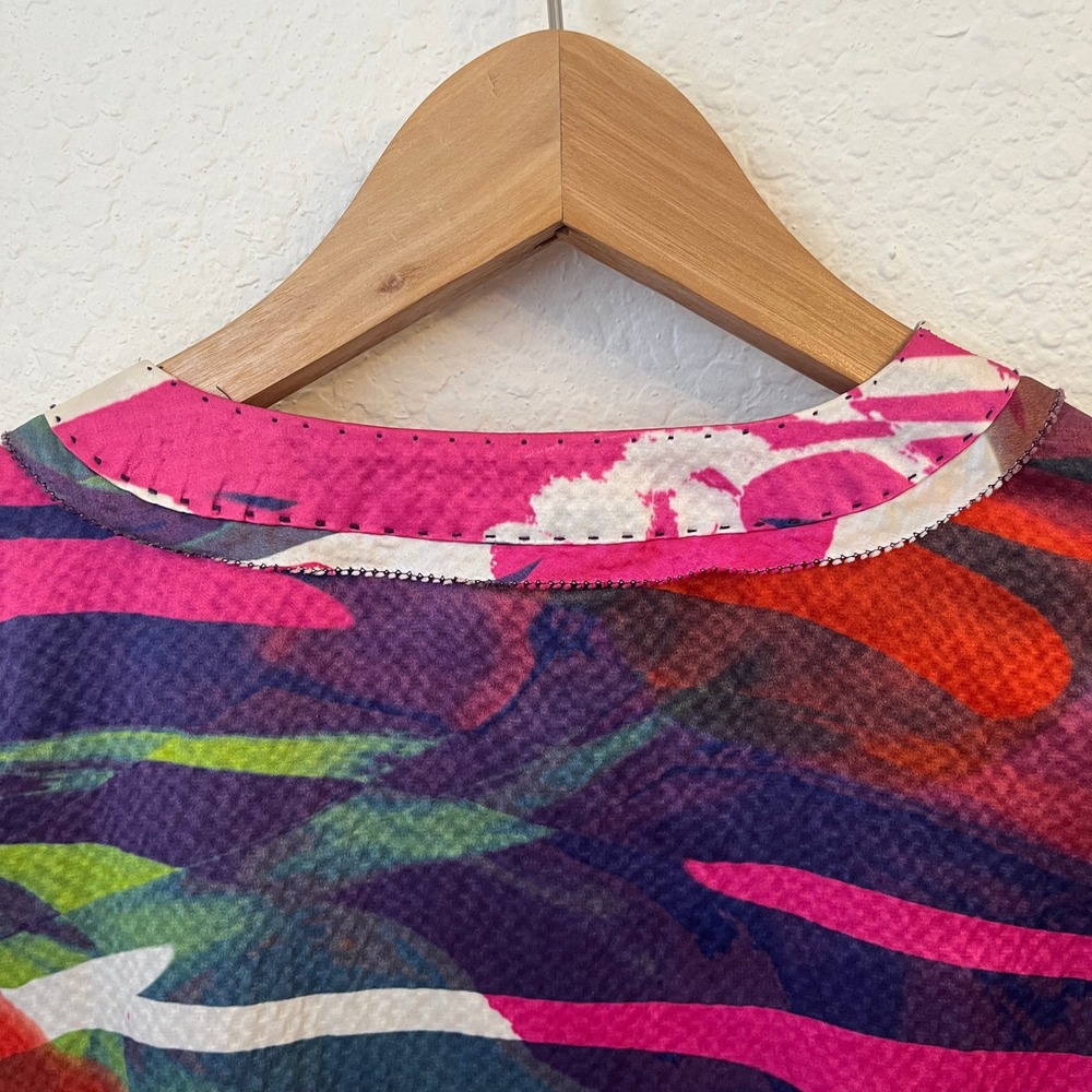 Tory Burch 100% Silk Tunic Blouse 8 Vibrant Abstract‎ Watercolor Artsy Designer - Picture 7 of 12